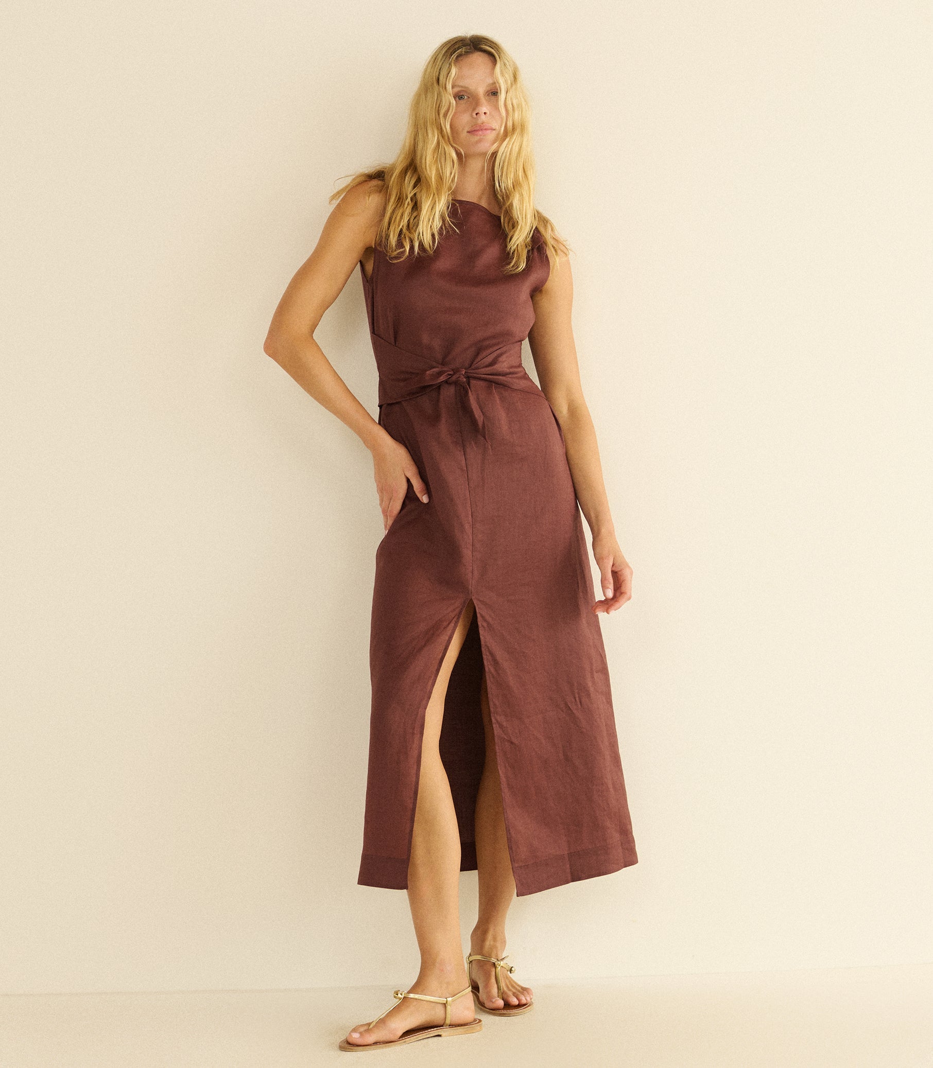 AMORETTE RAMIE DRESS -- ANTIQUE MAHOGANY